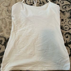 White lululemon spaghetti tank top, built in bra. No pads, like new!